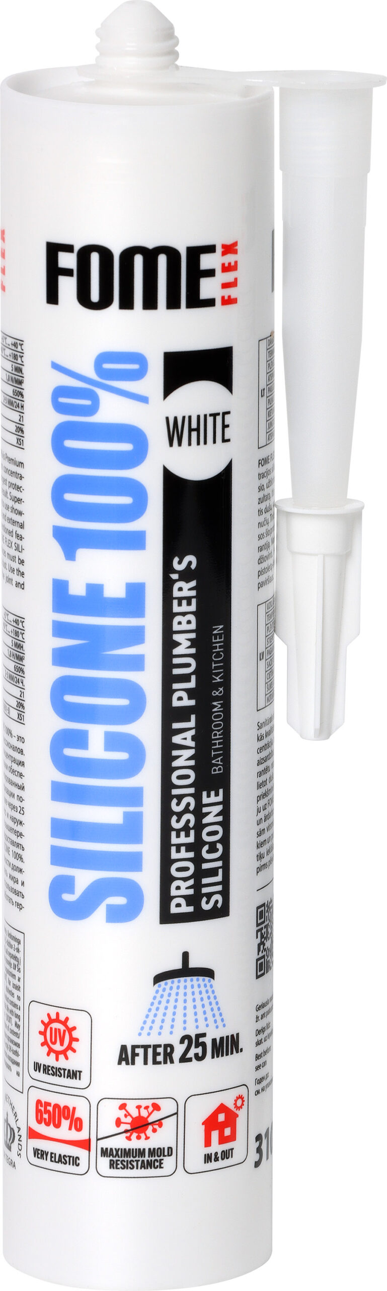 100% SILICONE, white premium quality sanitary sealant - Tegrastate