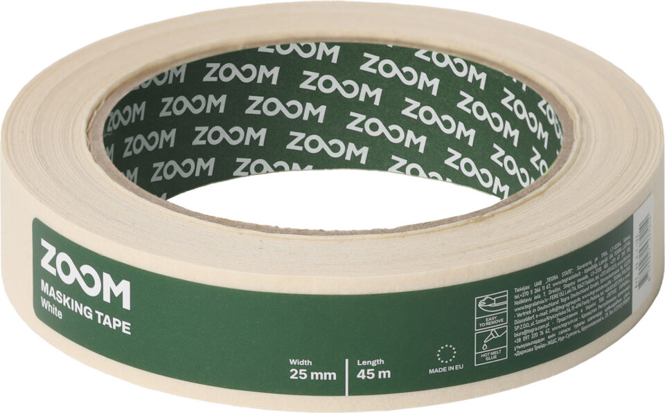 ZOOM Maskavimo juostelė, 25 mm x 45 m, balta