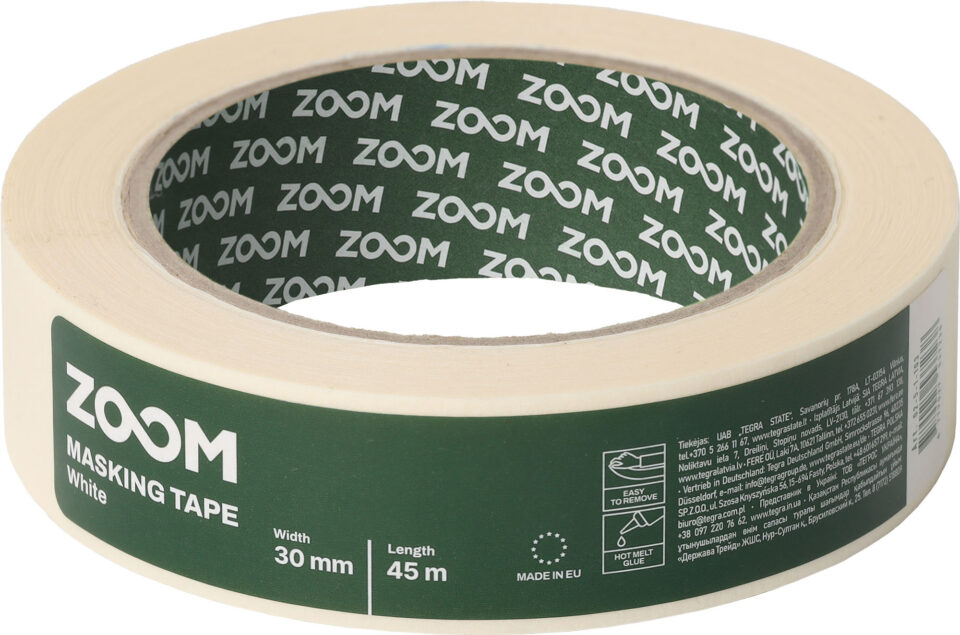 ZOOM Maskavimo juostelė, 30 mm x 45 m, balta