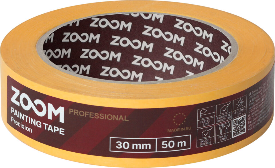 ZOOM Profesionali dažymo juosta PRECISION 30mm x 50m, yellow