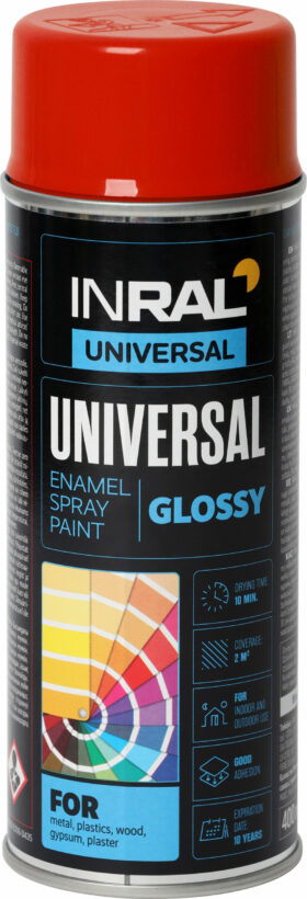 INRAL UNIVERSAL Spray Paint Enamel, Traffic Red