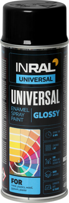 INRAL UNIVERSAL Spray Paint Enamel, Dark Black