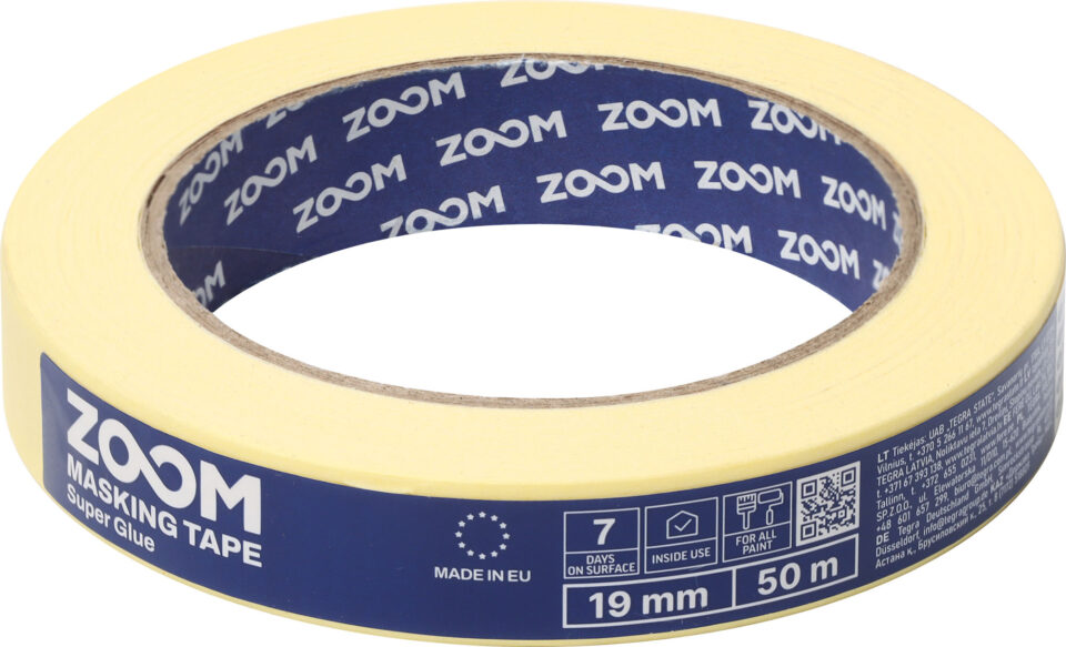 ZOOM SUPER GLUE masking tape 19 mm x 50 m, yellow