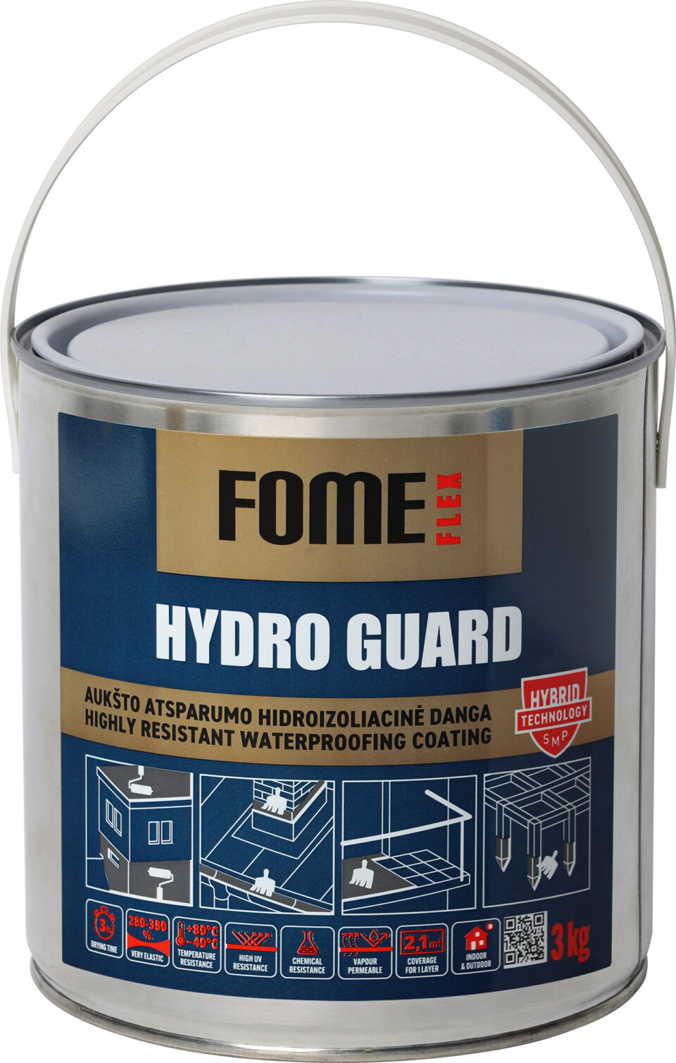 Fome Flex HydroGuard hidroizoliacinė danga, 3 kg, pilka