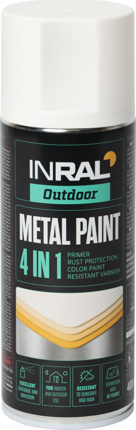INRAL METAL PAINT 4in1 metalo antikoroziniai dažai, grynai balta