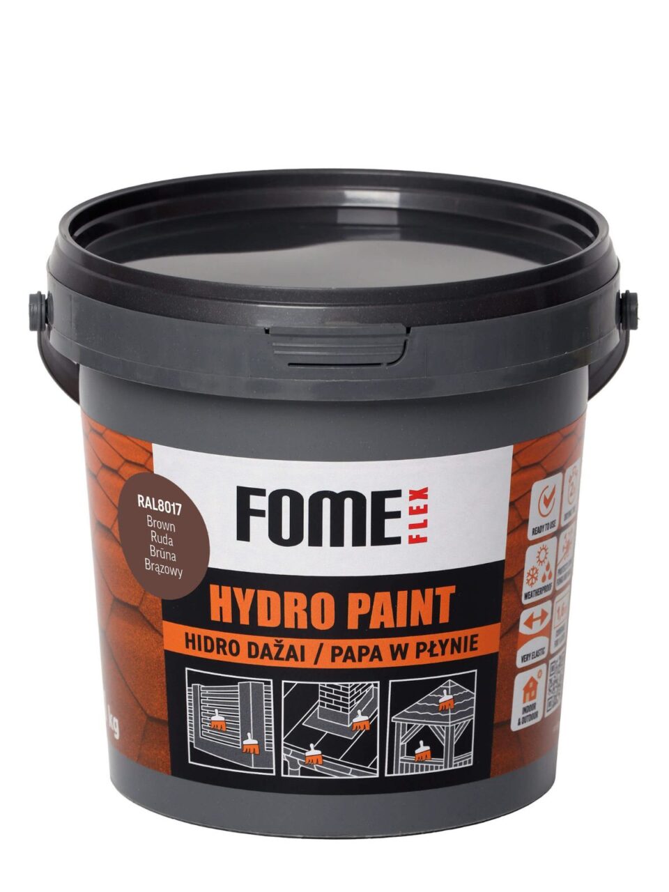 FOME FLEX HYDRO PAINT, hidro dažai, ruda RAL8017, 1 kg