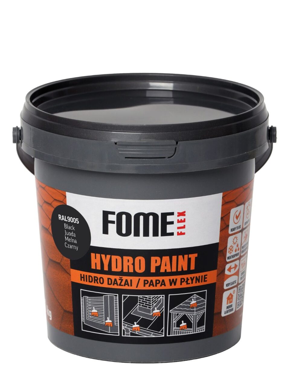 FOME FLEX HYDRO PAINT, Black RAL9005, 1 kg