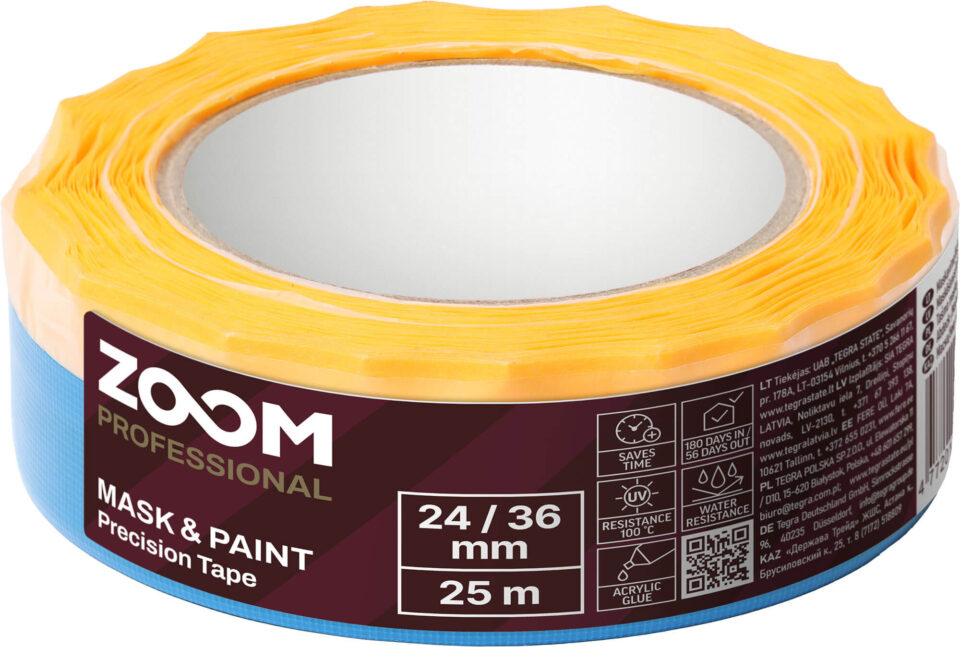 ZOOM Masking and Painting PRECISION TAPE, 24/36 mm x 25 m