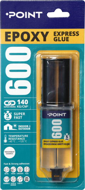 POINT 600 epoksidiniai ekspres klijai, 2x12 ml, skaidrūs